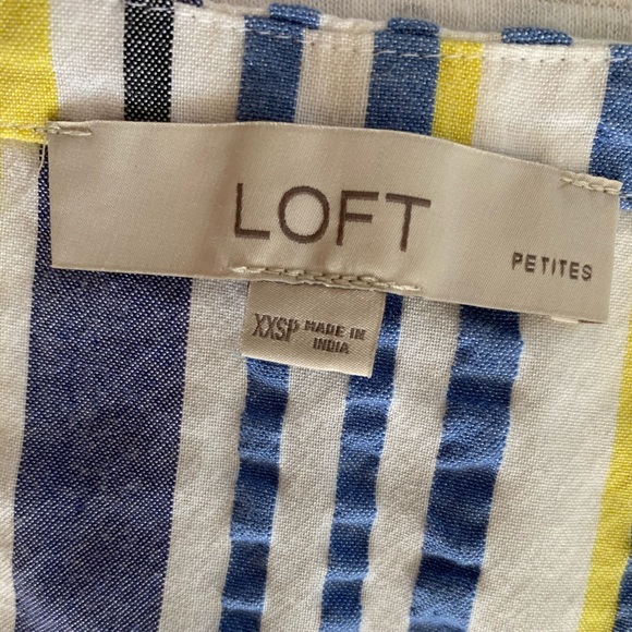 Loft Striped Seersucker Tiered Dress XXSP - Picture 2 of 2